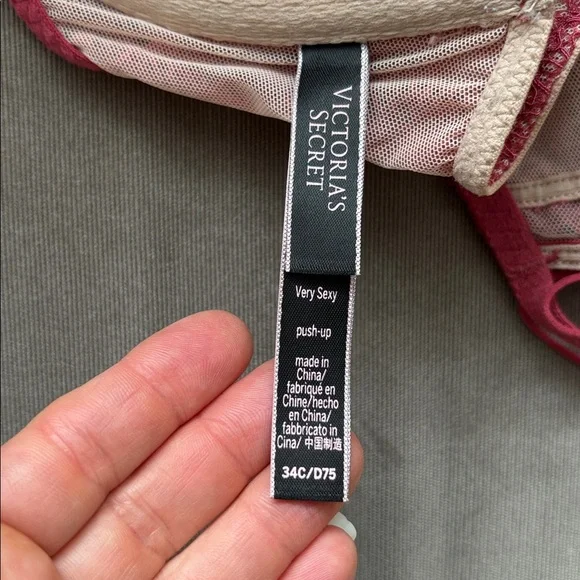Victoria's Secret Very Sexy Push Up Bra Pink Lace Racerback Front Clasp Size 34C - Picture 11 of 11